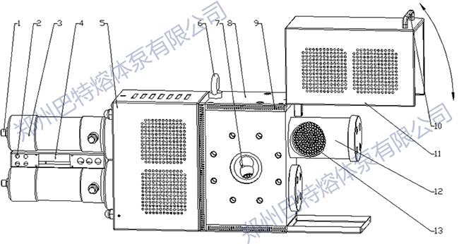 Double pillar screen changer structure diagram